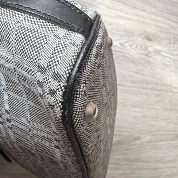 Burberry  Gray Nova Check Satchel/ Tote with Black Leather Buckled Handles - Picture 14 of 16